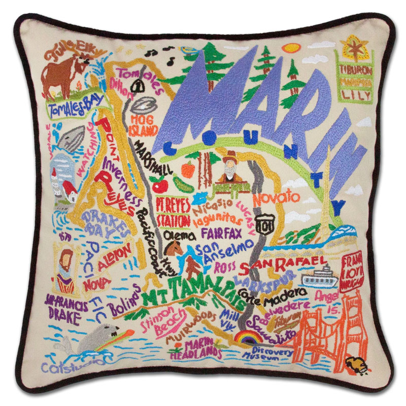 Marin County HandEmbroidered Pillow Holiday Boutique